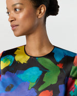 Load image into Gallery viewer, Lulu Dress in Black/Multi Floral Mikado
