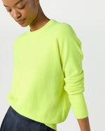Load image into Gallery viewer, Kit Crewneck Sweater in Neon Yellow Cashmere
