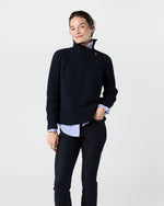 Load image into Gallery viewer, Ines Side Funnel-Neck Sweater in Navy Cotton Tape Yarn
