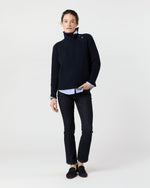 Load image into Gallery viewer, Ines Side Funnel-Neck Sweater in Navy Cotton Tape Yarn
