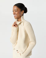 Load image into Gallery viewer, Ines Side Funnel-Neck Sweater in Cream Cotton Tape Yarn
