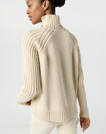 Load image into Gallery viewer, Ines Side Funnel-Neck Sweater in Cream Cotton Tape Yarn
