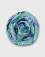 Load image into Gallery viewer, Silk Tied Up Scarf in Purple/Green Butterfly Block Print Silk Twill
