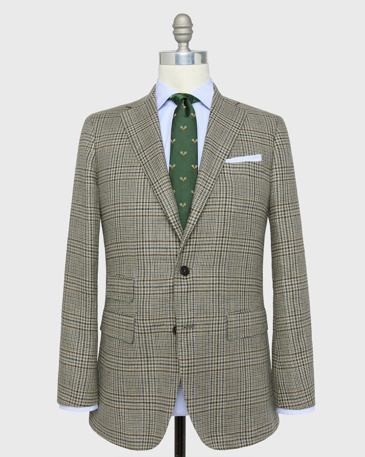 Virgil No. 3 Jacket in Oat/Navy/Slate Glen Plaid Hopsack