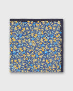 Load image into Gallery viewer, Medium Hand-Rolled Silk Scarf in Navy/Marigold/Sage Floral
