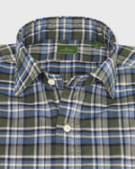 Load image into Gallery viewer, Spread Collar Sport Shirt in Green/Sky/Navy Plaid Poplin
