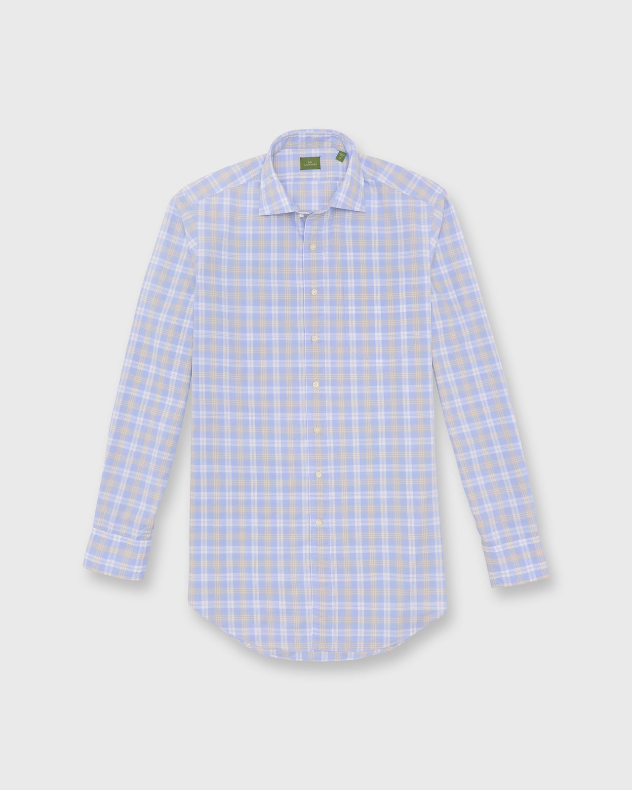Otto Handmade Sport Shirt in Sky/Yellow/White Plaid Poplin