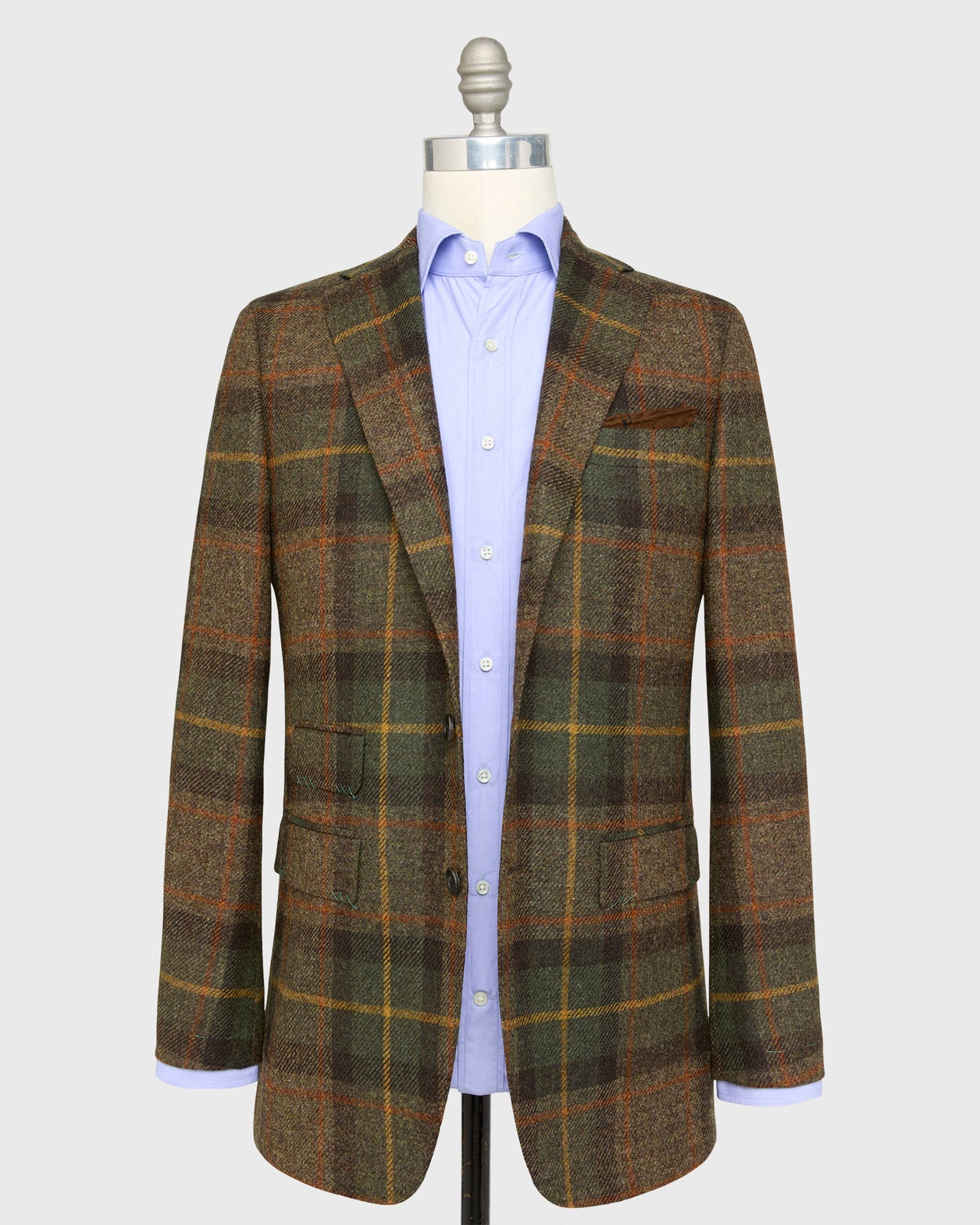 Virgil No. 3 Jacket in Brown/Forest/Brick Plaid Tweed