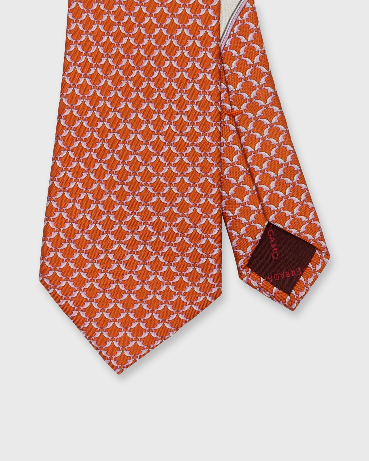 Silk Print Tie in Orange Shark
