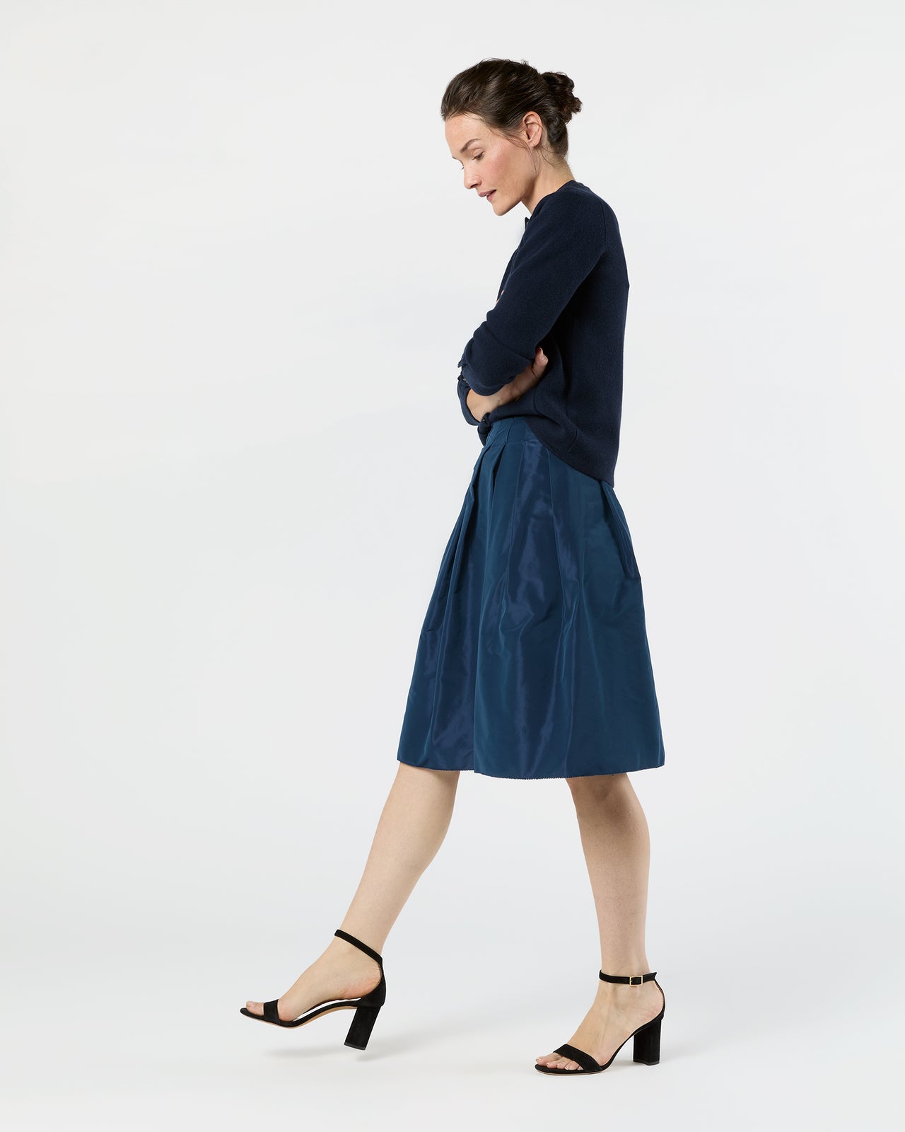 Cossie Skirt in Navy Nylon Taffeta
