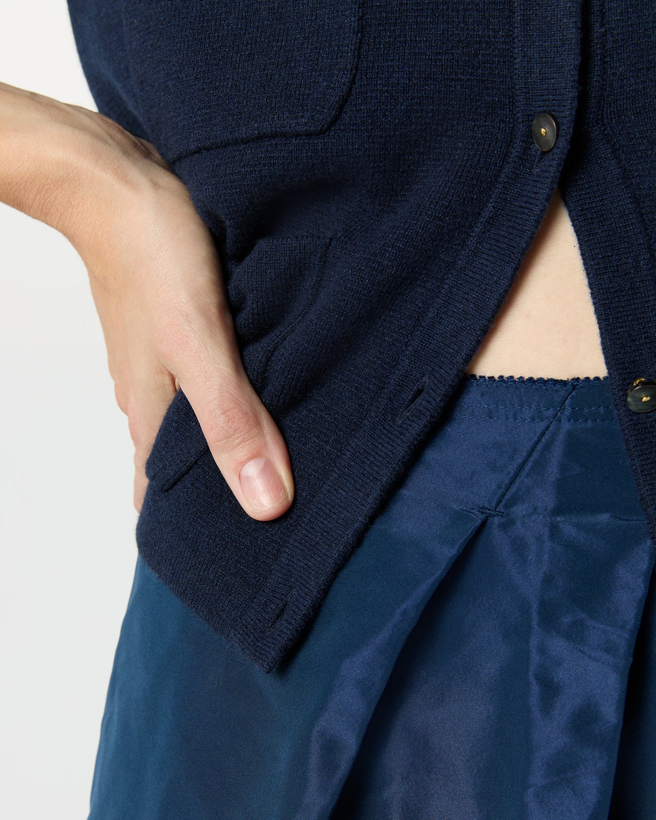 Cossie Skirt in Navy Nylon Taffeta