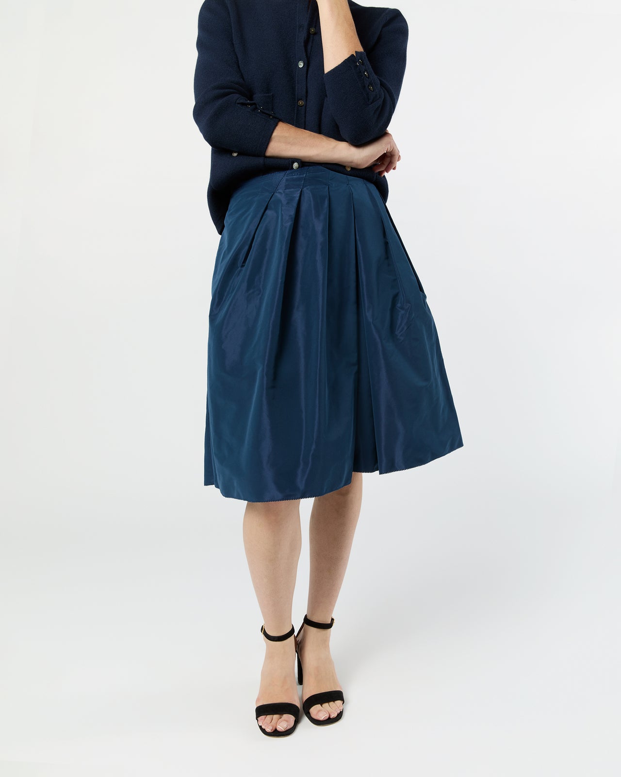 Cossie Skirt in Navy Nylon Taffeta