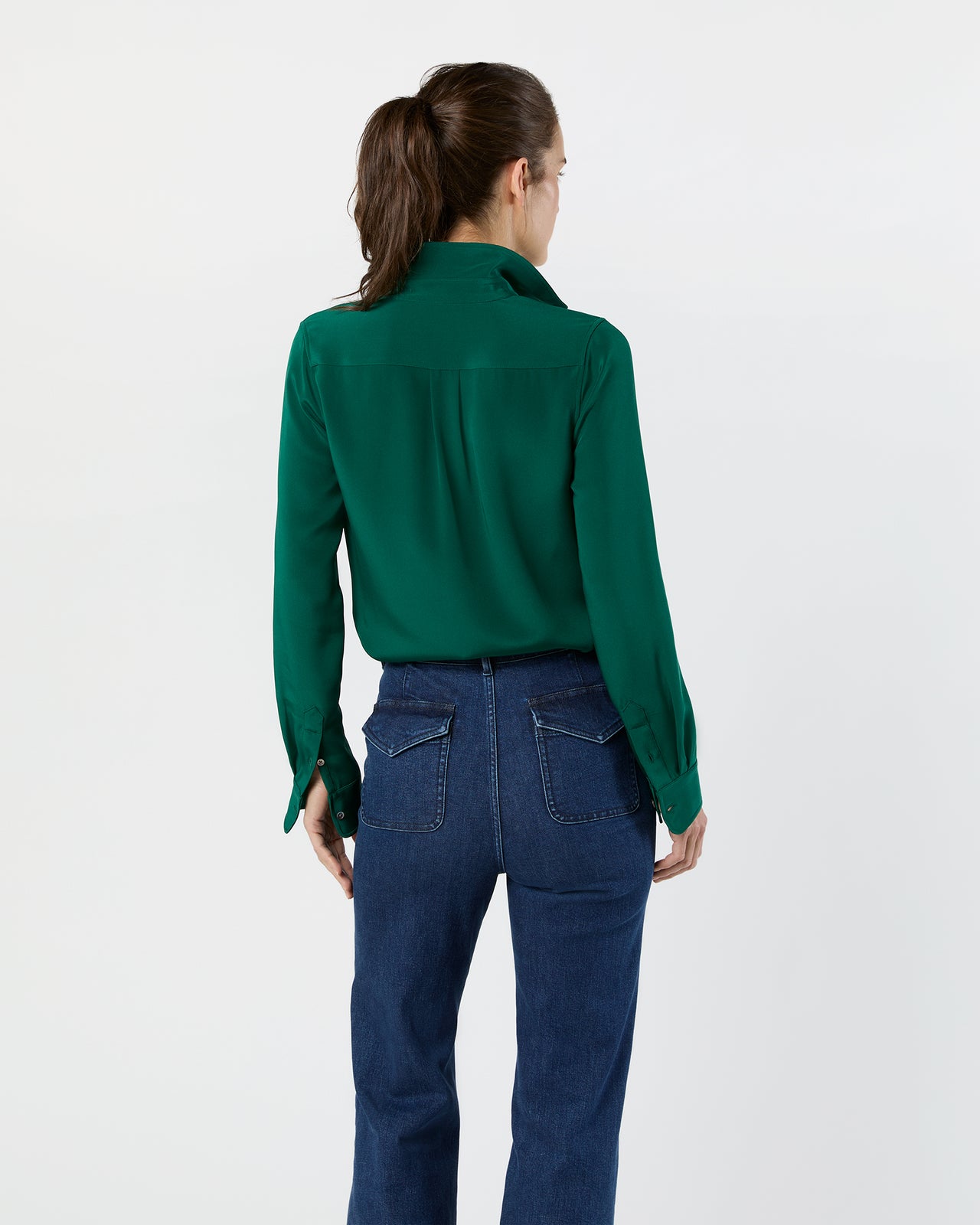 Classic Blouse in Forest Silk Crepe de Chine