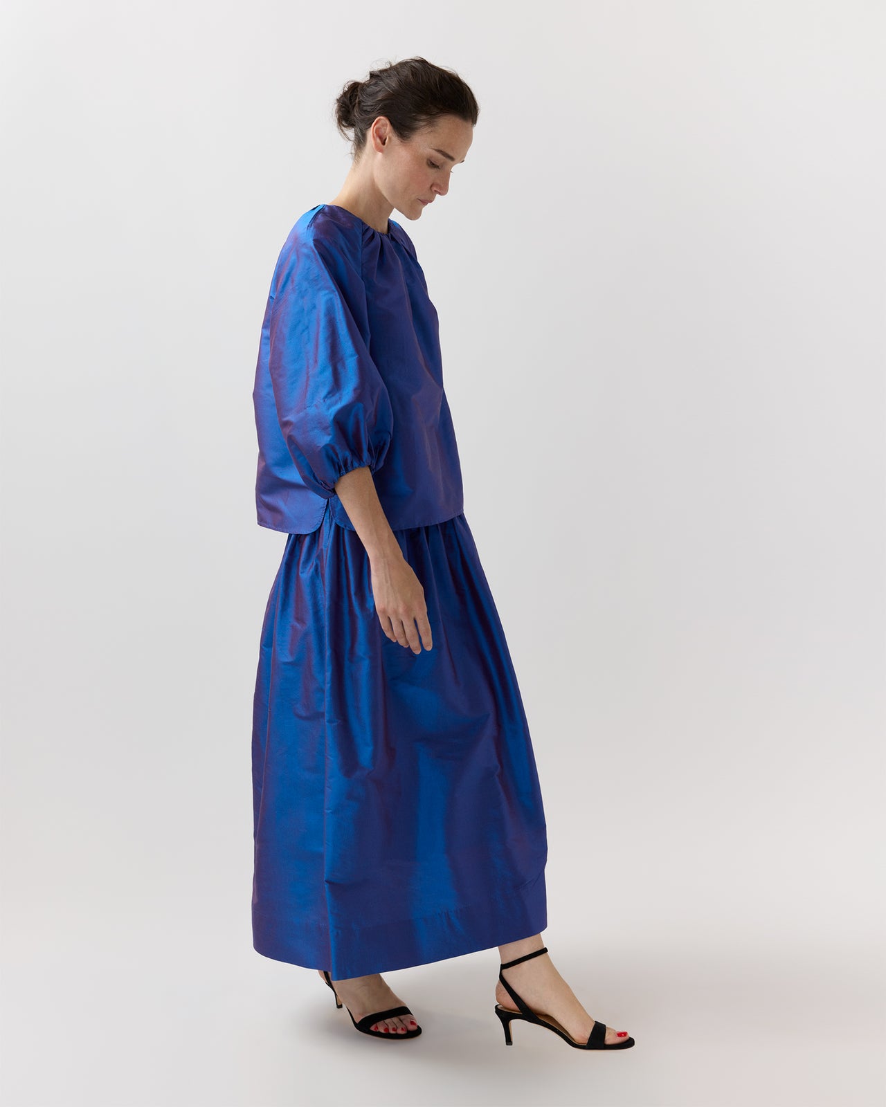 Savannah Top in Wave Iridescent Silk Shantung