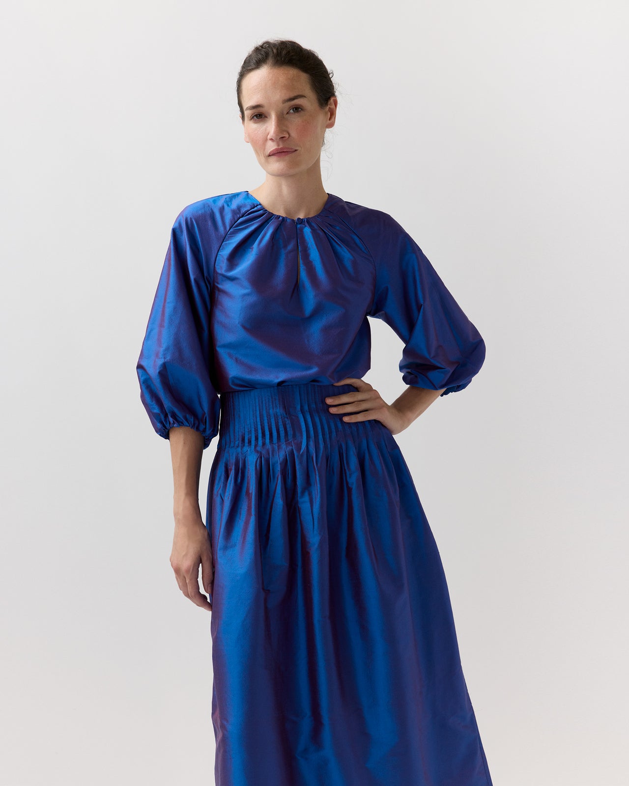 Savannah Top in Wave Iridescent Silk Shantung