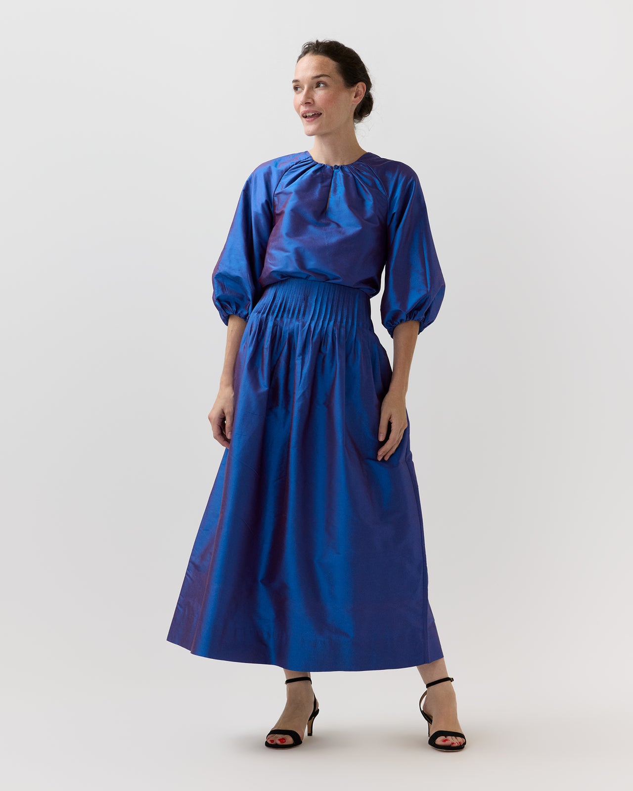 Savannah Top in Wave Iridescent Silk Shantung