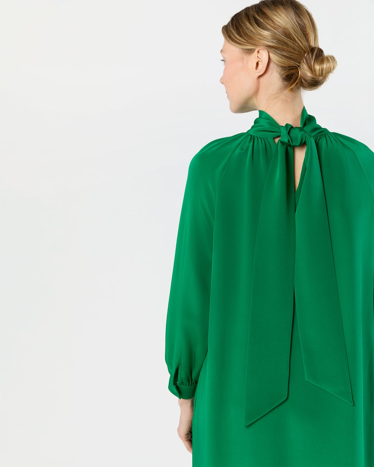 Maggie Maxi Dress in Green Silk Crepe de Chine