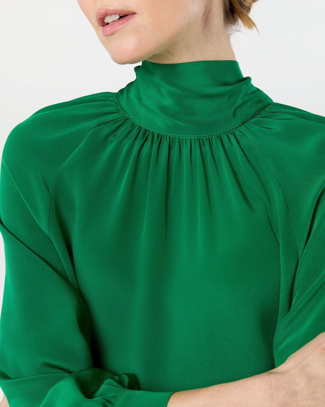Maggie Maxi Dress in Green Silk Crepe de Chine