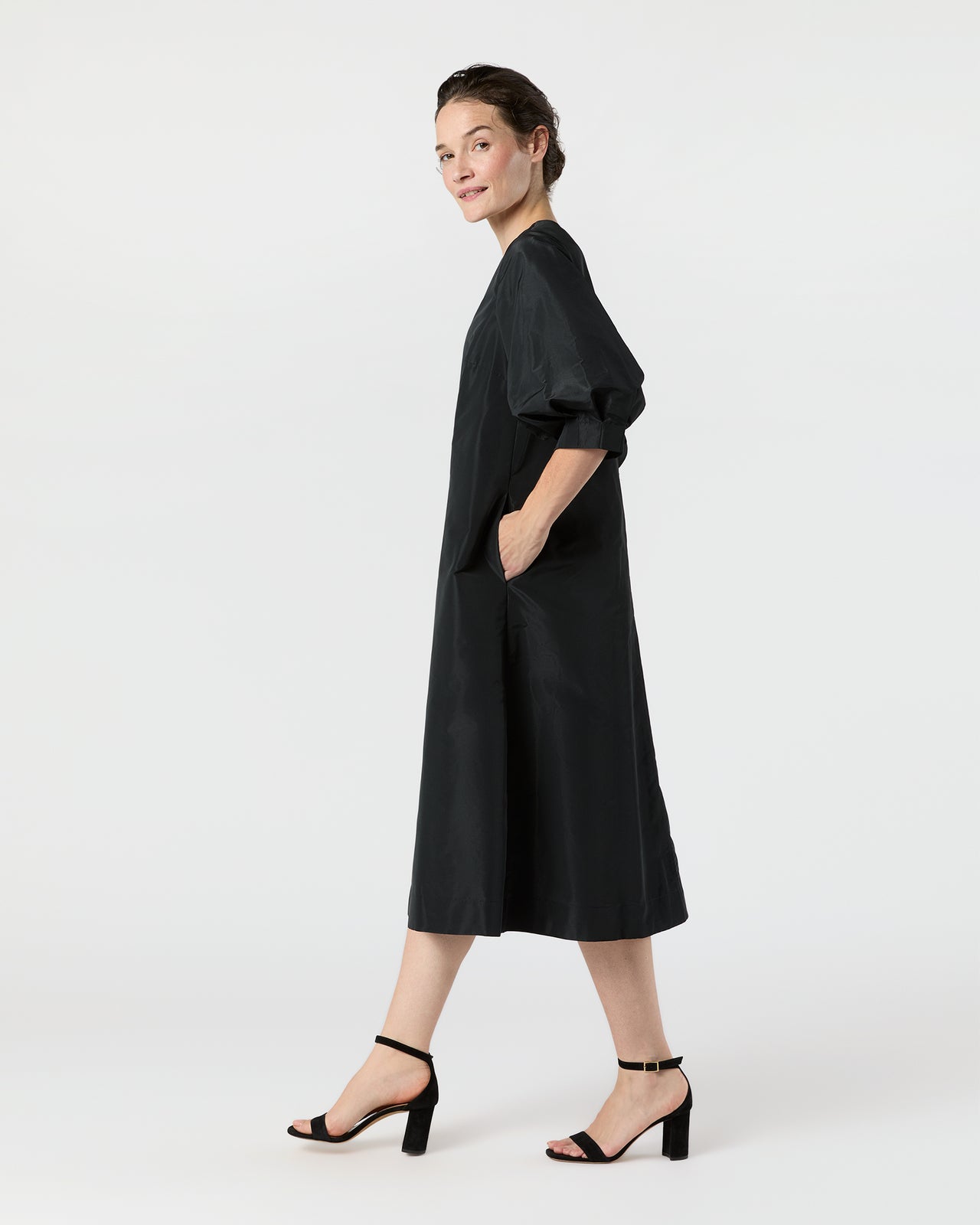Ophelia Dress in Black Taffeta