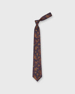 Load image into Gallery viewer, Silk Print Tie in Navy/Orange/Olive Large Paisley
