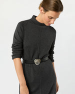 Load image into Gallery viewer, 1.25" Edelweiss Heart Belt in Black Veg-Tanned Leather
