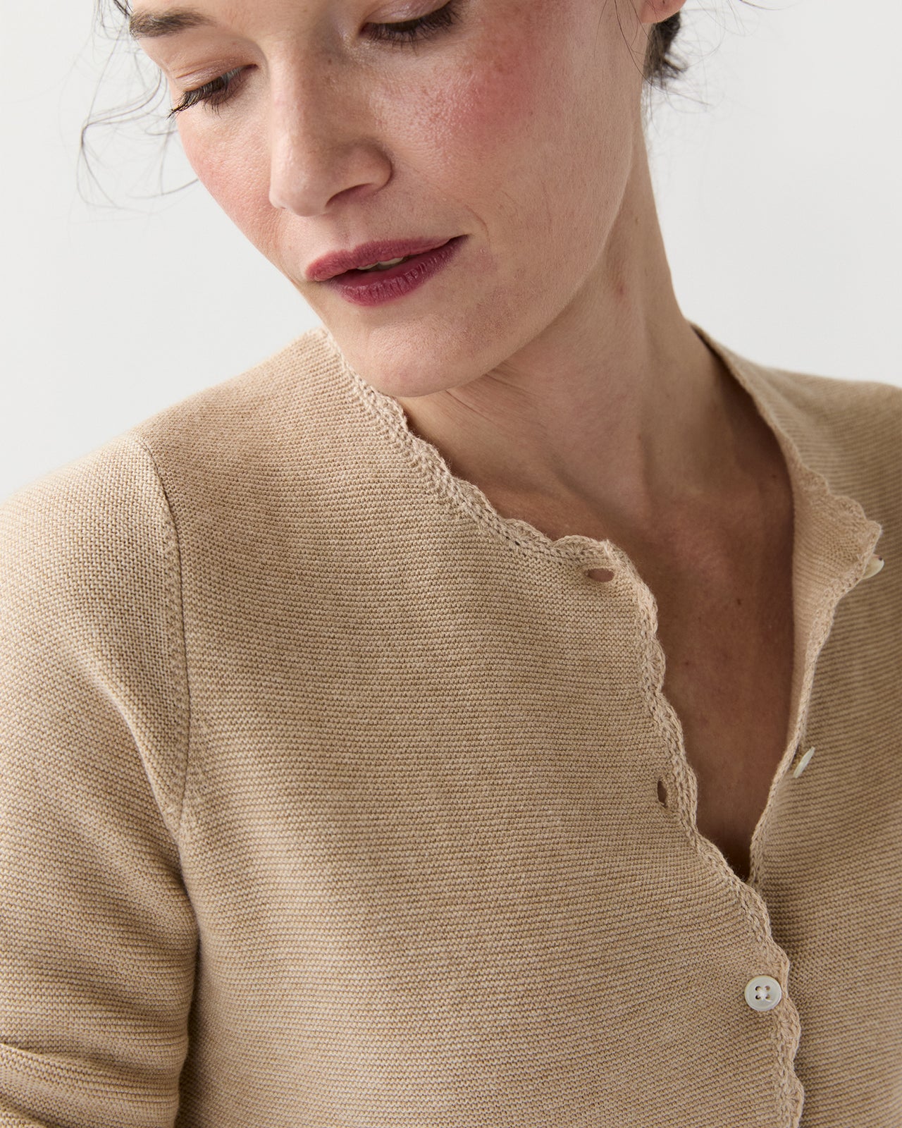 Aloise Cardigan in Crema Cotton/Silk