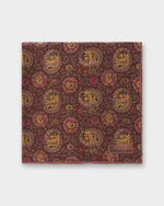 Load image into Gallery viewer, Wool/Silk Pocket Square in Brown/Yellow/Orange Paisley
