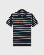 Load image into Gallery viewer, Short-Sleeved Polo in Navy/Peach/Green Stripe Pima Pique

