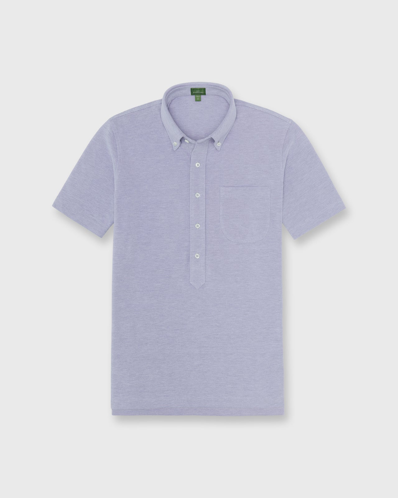 Short-Sleeved Knit Button-Down Popover in Twilight Oxford Pima Pique