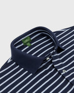 Load image into Gallery viewer, Court Polo in Navy/Heather Pale Blue Stripe Pima Pique

