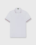 Load image into Gallery viewer, Court Polo in White/Navy/Red Pima Pique
