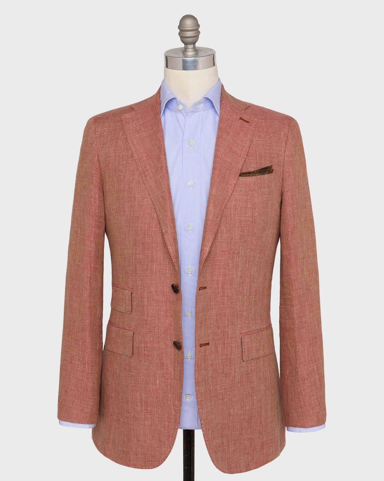 Kincaid No. 3 Jacket in Persimmon/Wheat Herringbone Linen