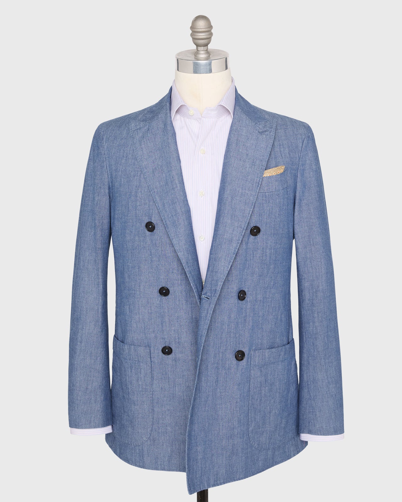 Virgil No. 1 Double-Breasted Jacket in Indigo Chambray