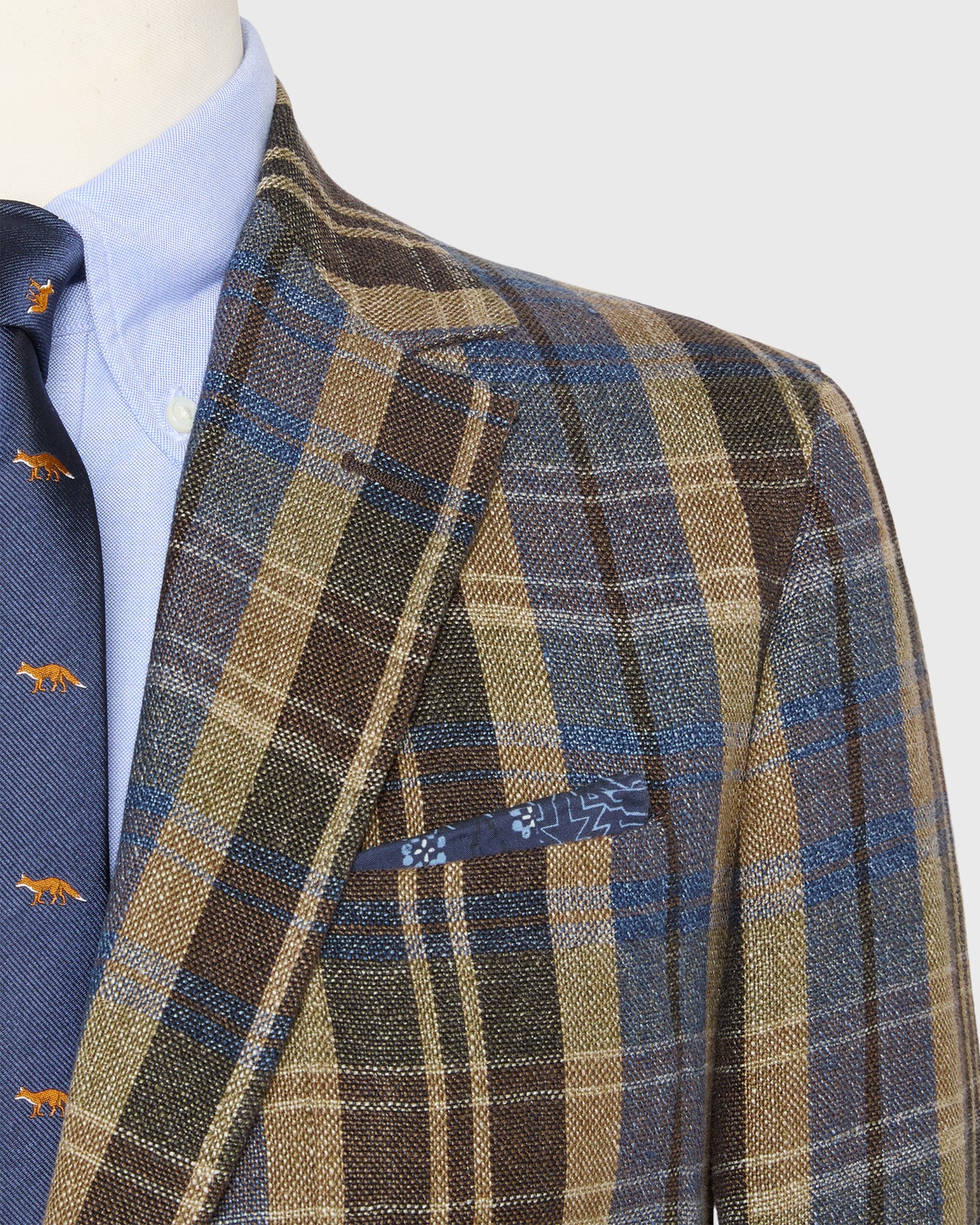 Ghost Blazer in Blue/Brown/Tan Rustic Hopsack