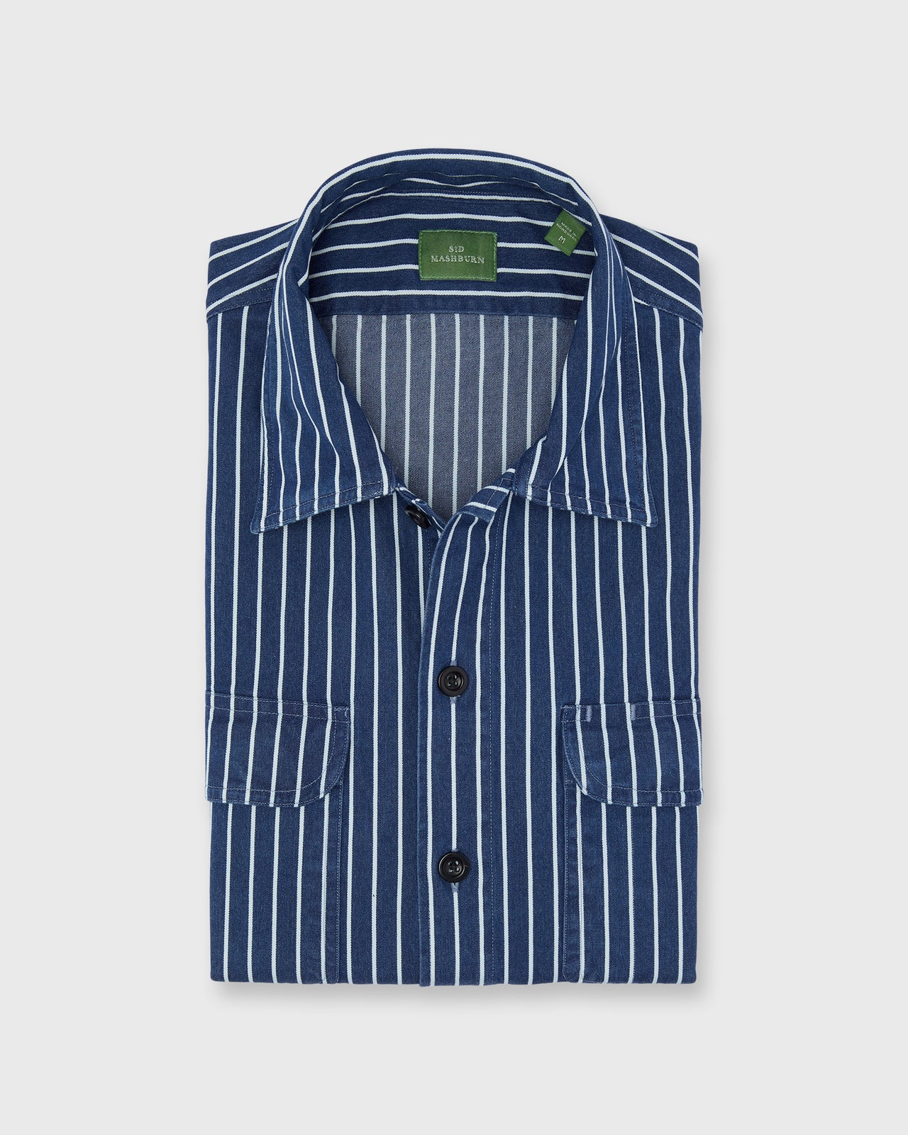 Luke Work Shirt in Indigo/Bone Stripe Denim