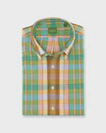 Load image into Gallery viewer, Button-Down Sport Shirt in Mango/Green/Brown Madras
