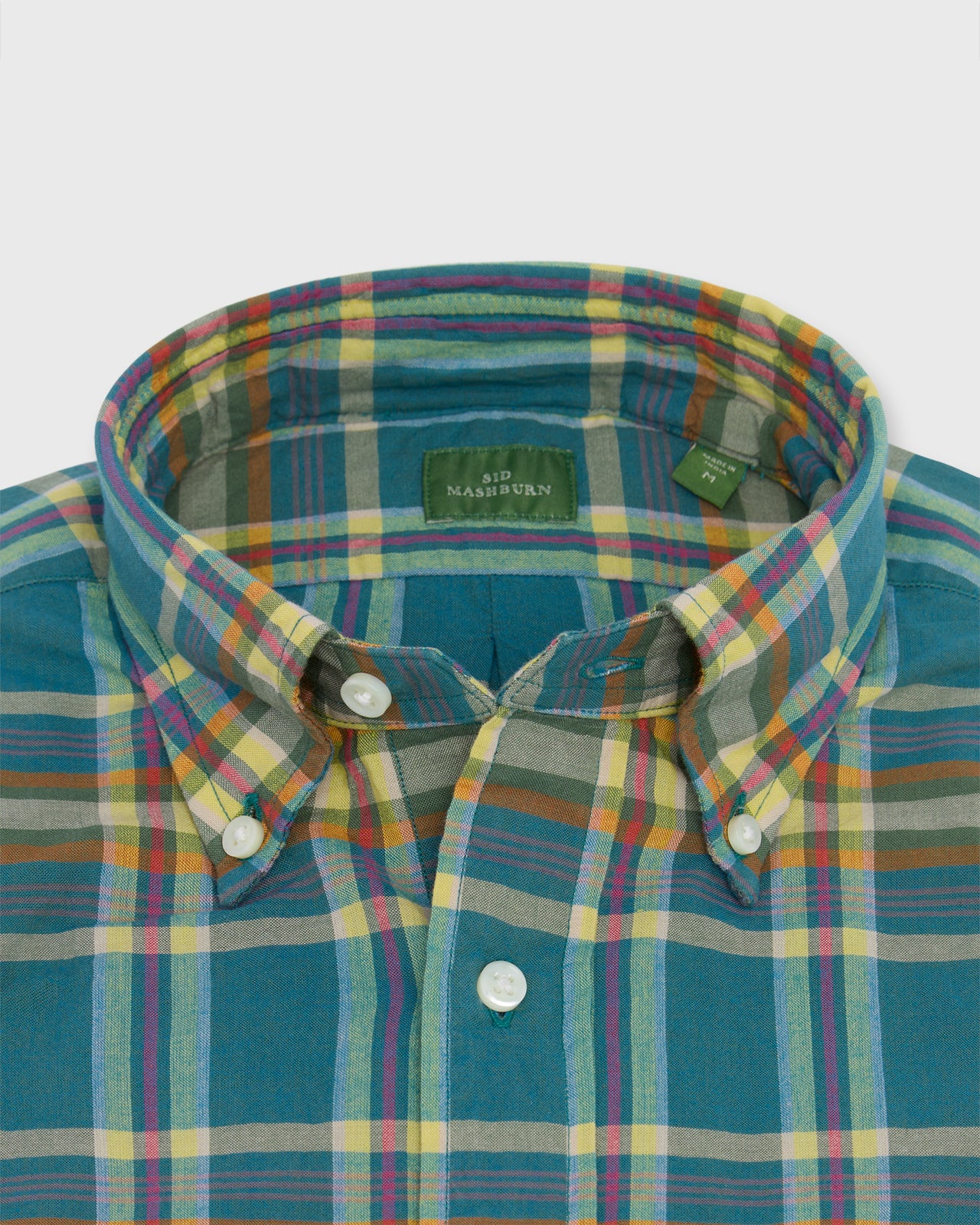 Button-Down Sport Shirt in Bluegrass/Yellow/Berry Madras