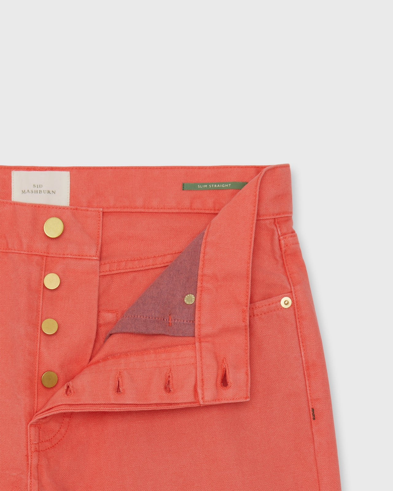 Slim Straight 5-Pocket Pant in Coral Canvas
