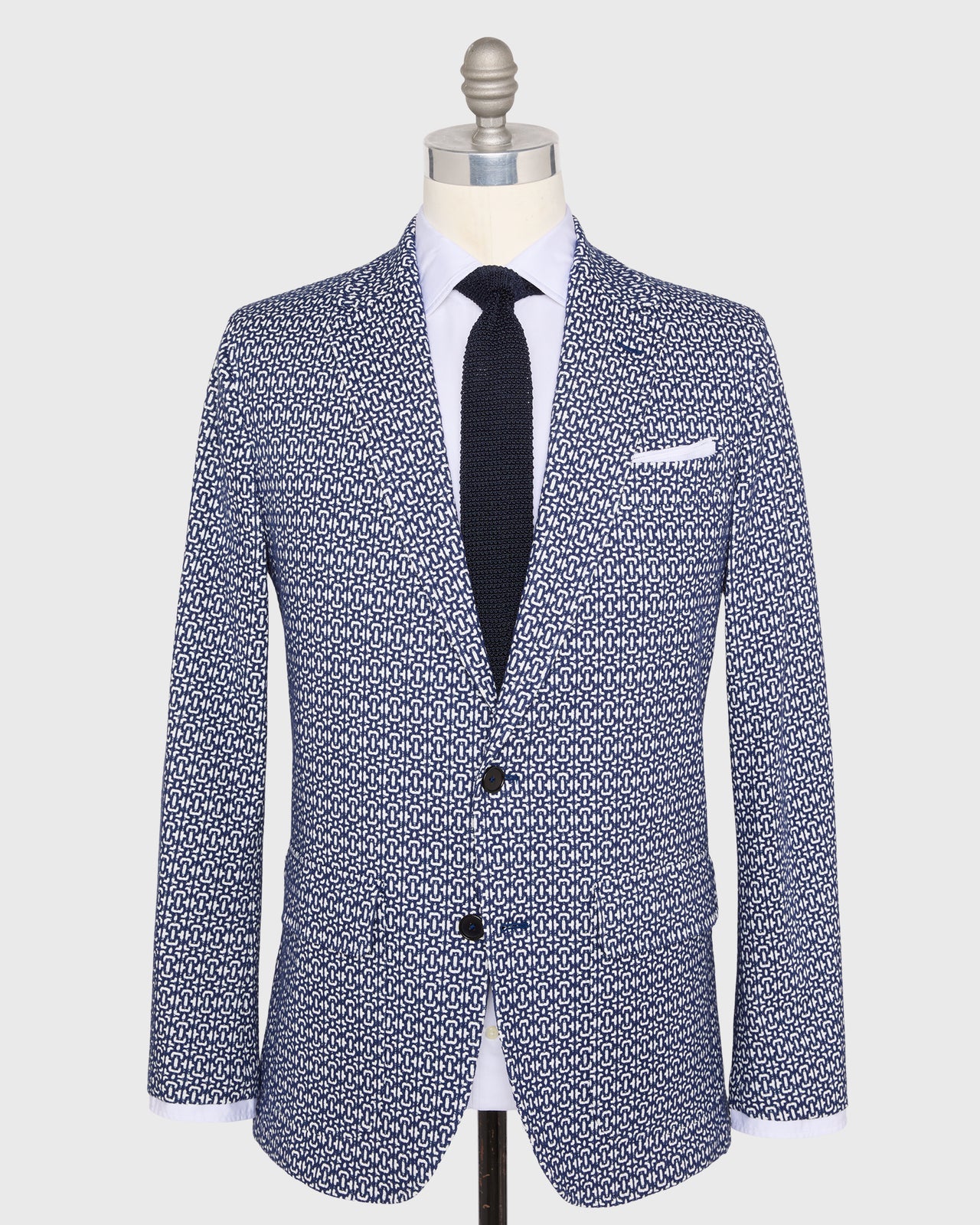 Butcher Jacket in Navy/Bone Jacquard