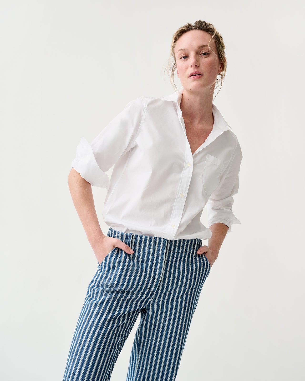 Frankie Pant in Indigo/Multi Stripe Denim