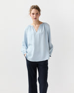 Load image into Gallery viewer, Ariana Blouse in Pale Blue Silk Crepe De Chine
