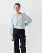 Load image into Gallery viewer, Ariana Blouse in Pale Blue Silk Crepe De Chine
