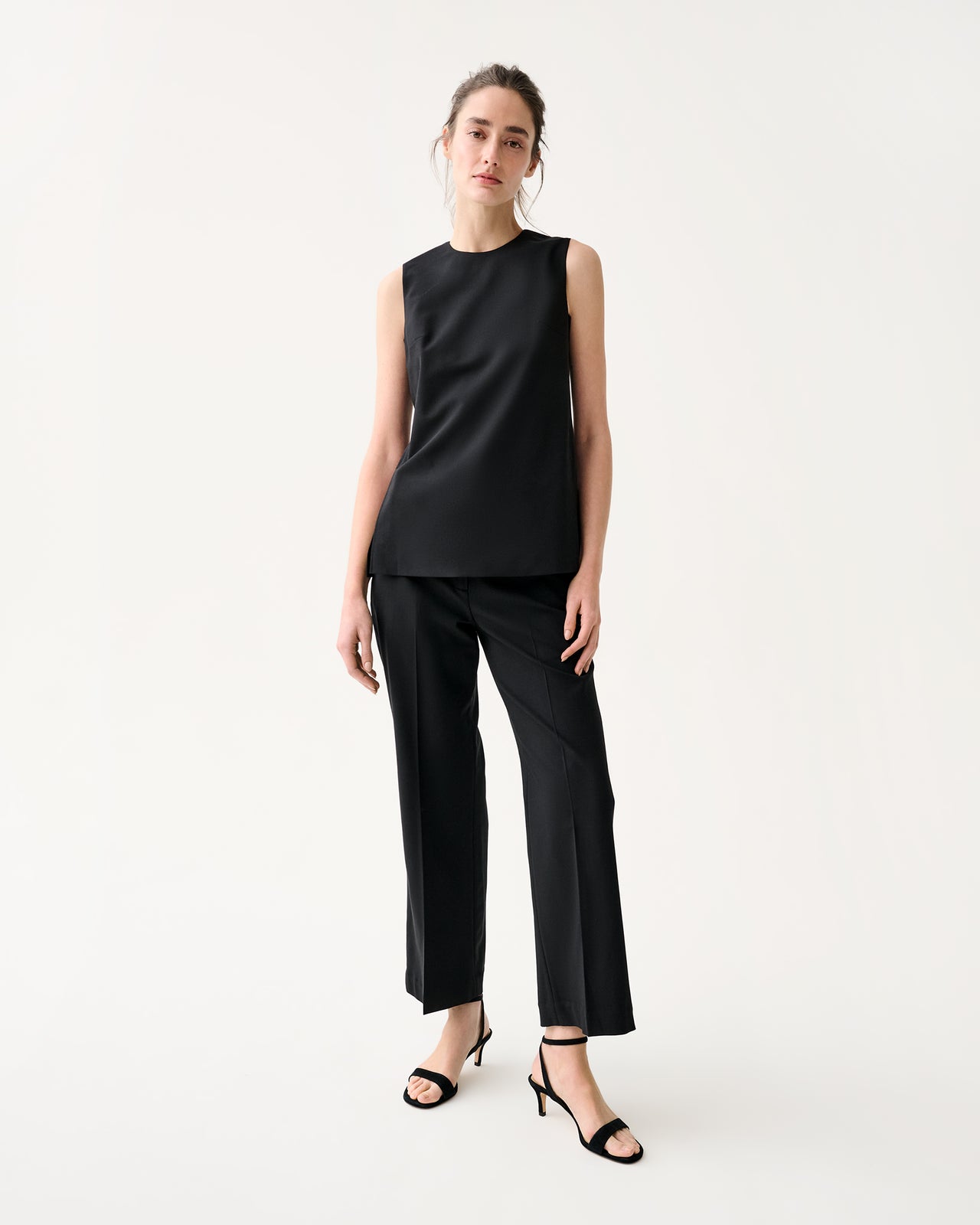 Jo Tunic in Black Bi-Stretch Tropical Wool