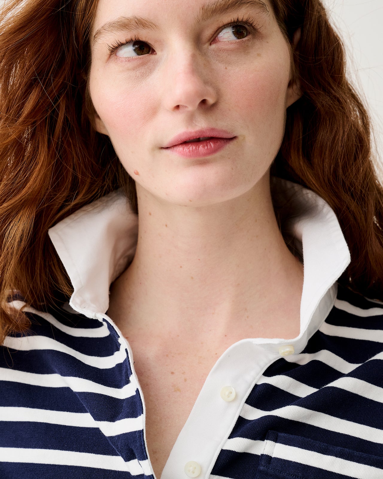 Franny Rugby Polo in Navy/White Heavy Jersey