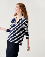 Load image into Gallery viewer, Franny Rugby Polo in Navy/White Heavy Jersey
