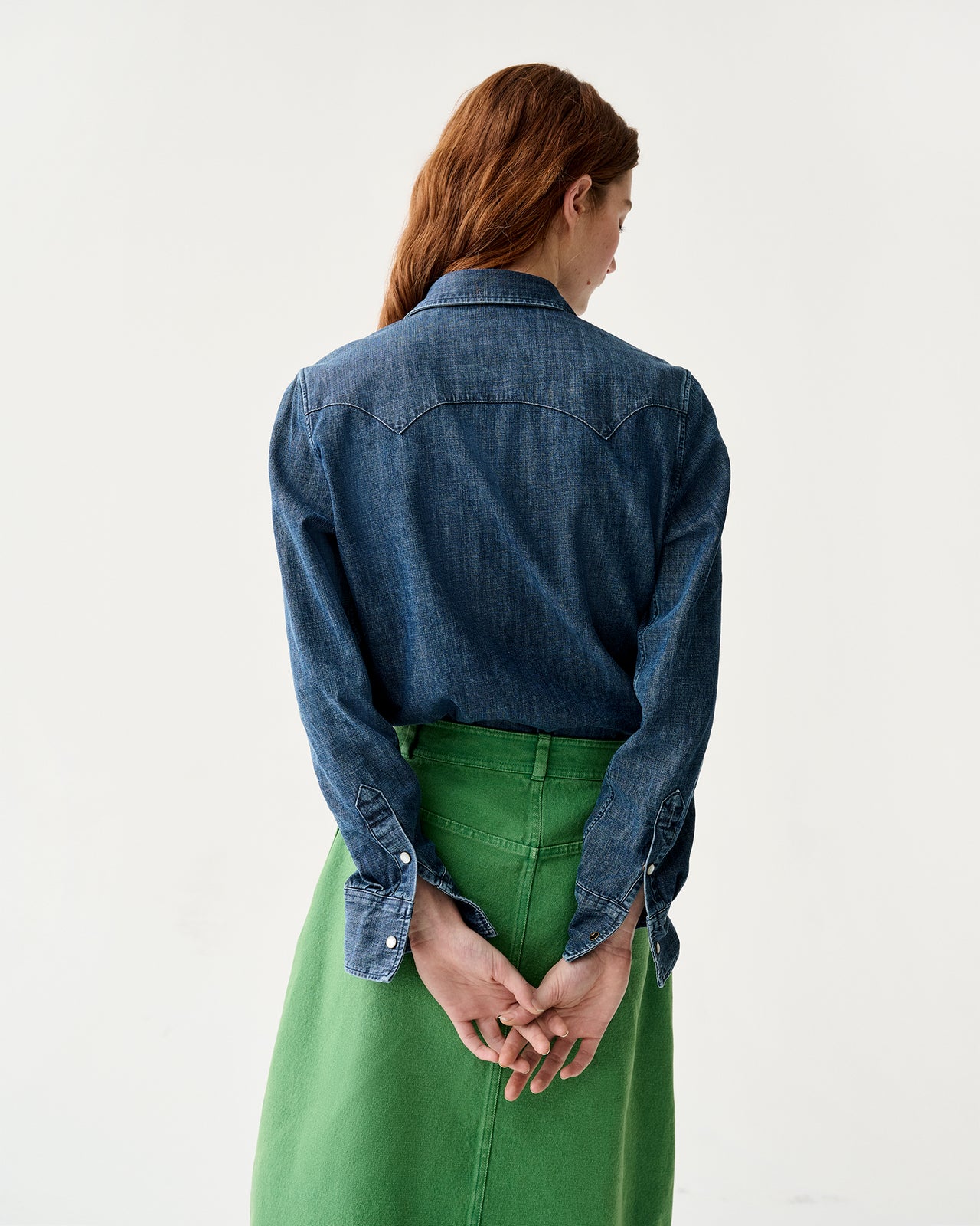 Western Shirt in 3-Year Indigo Lightweight Denim