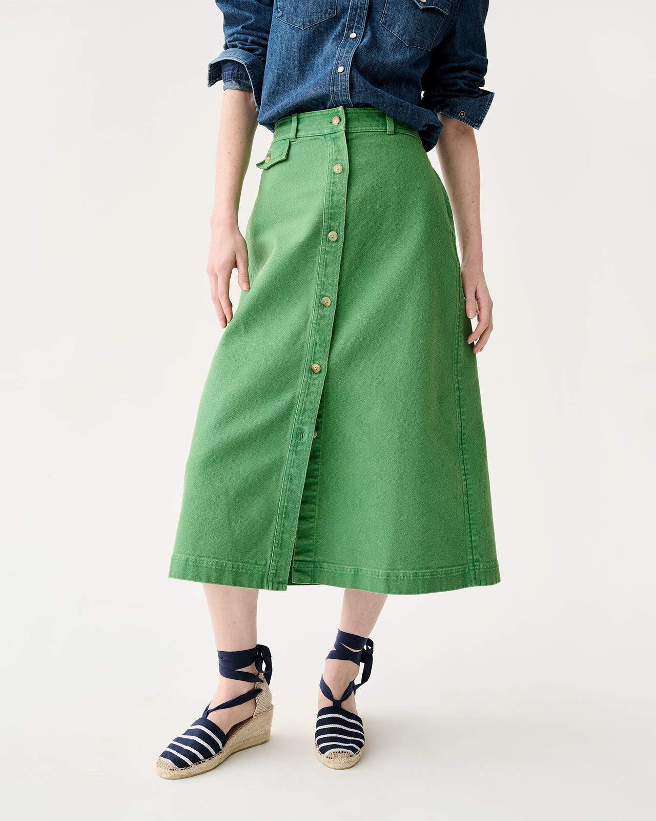 Robin Skirt in Green Stretch Canvas