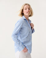 Load image into Gallery viewer, Sidney Shirt in Blue/White Awning Stripe Poplin
