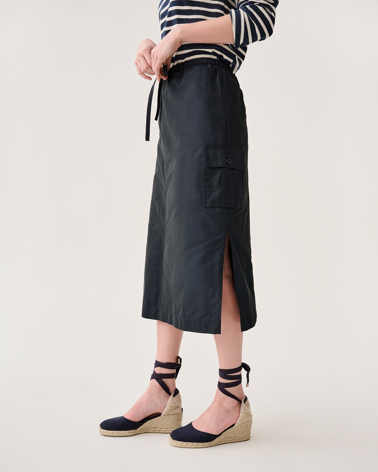 Willa Skirt in Navy Nylon Faille