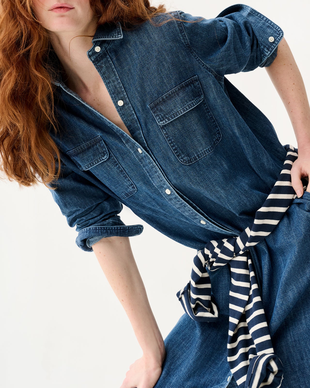 Priya Dress in 5-Year Indigo Lightweight Denim